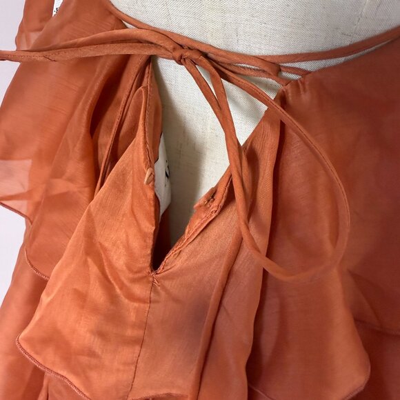 Aje Pandorea Layered Maxi Dress Coral Clay Size AU 8 - Picture 13 of 14